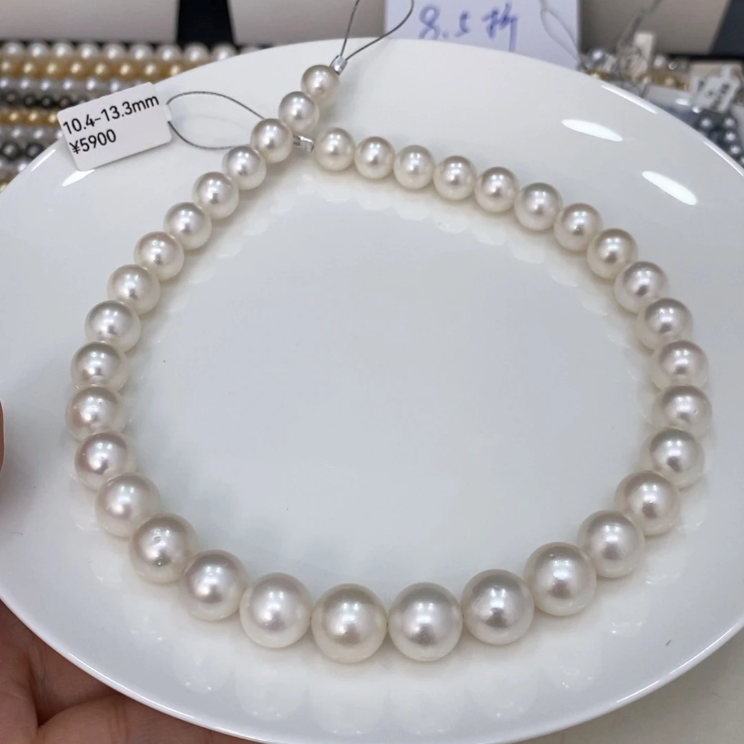 未镶嵌颈饰海水珍珠萍澳白项链10.4-13.3华