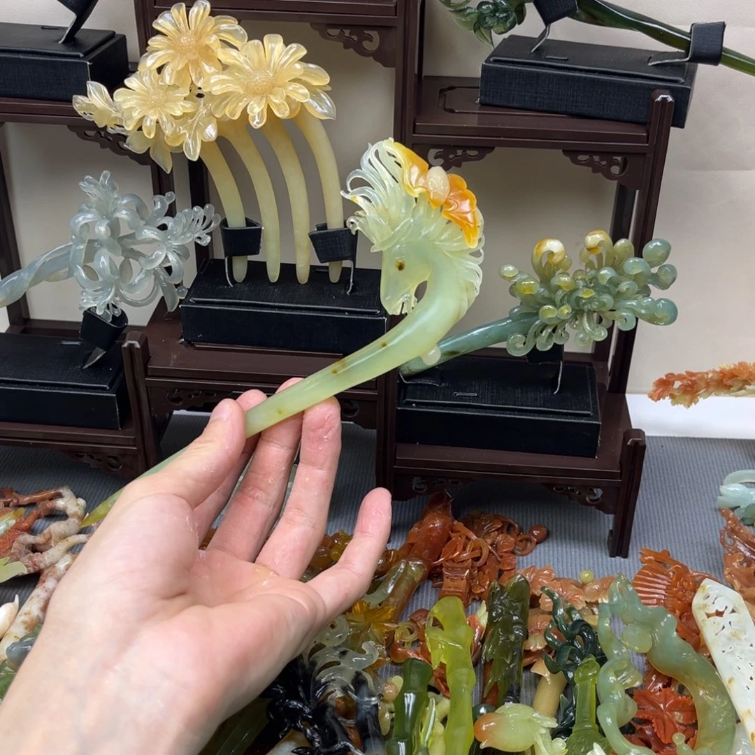 蛇纹石玉合金发饰