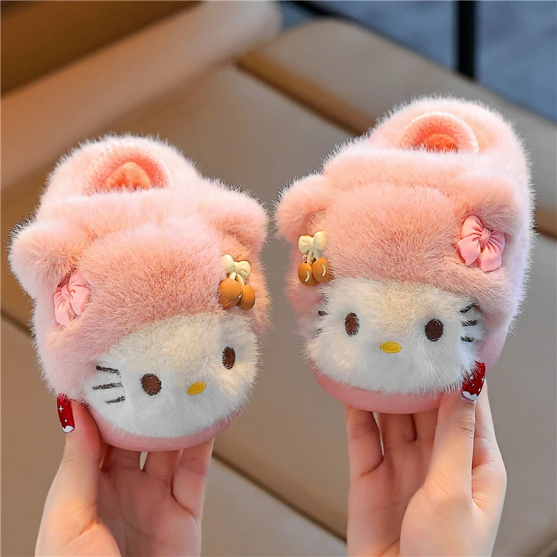 卡通儿童棉拖鞋秋冬季女童加绒防滑小孩中小童毛毛绒小宝宝棉拖鞋