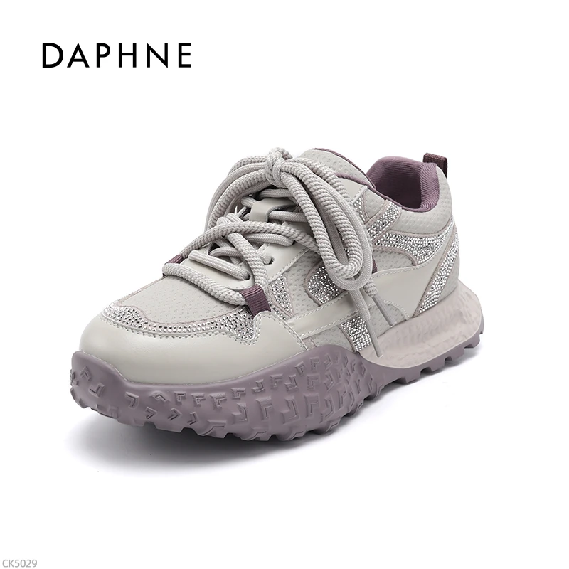 达芙妮冬季保暖系带德训鞋时尚休闲鞋潮流步鞋厚底增高百搭女鞋LL