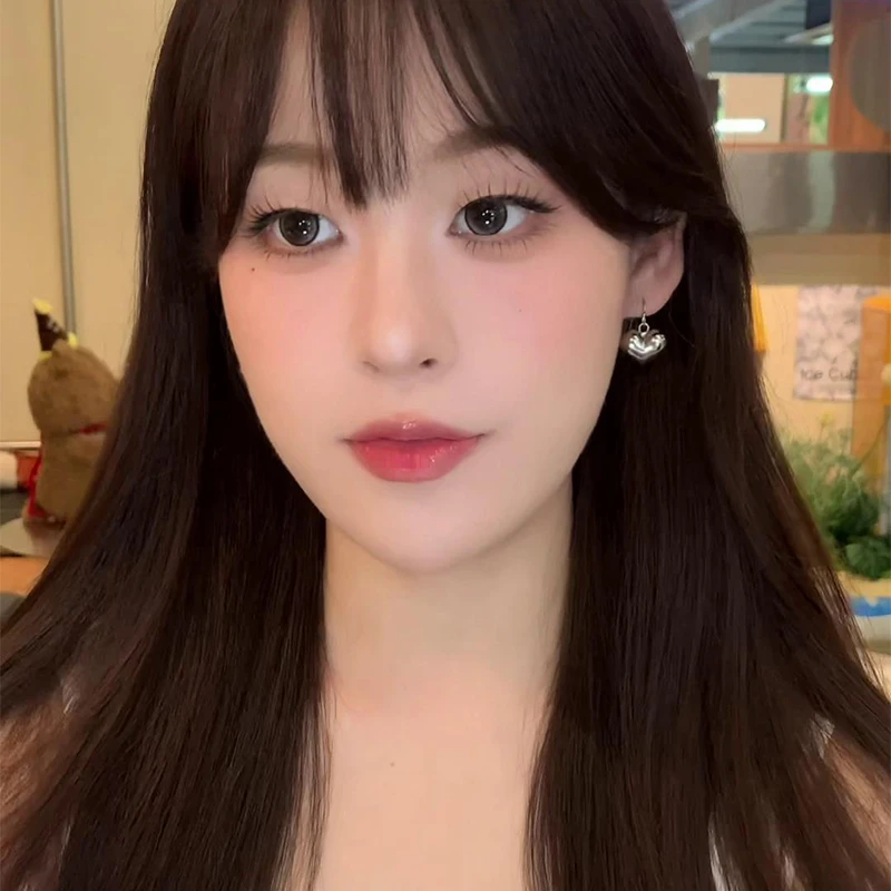 铜合金耳饰 银质立体心形耳钩 甜美清新可爱耳环新款耳饰