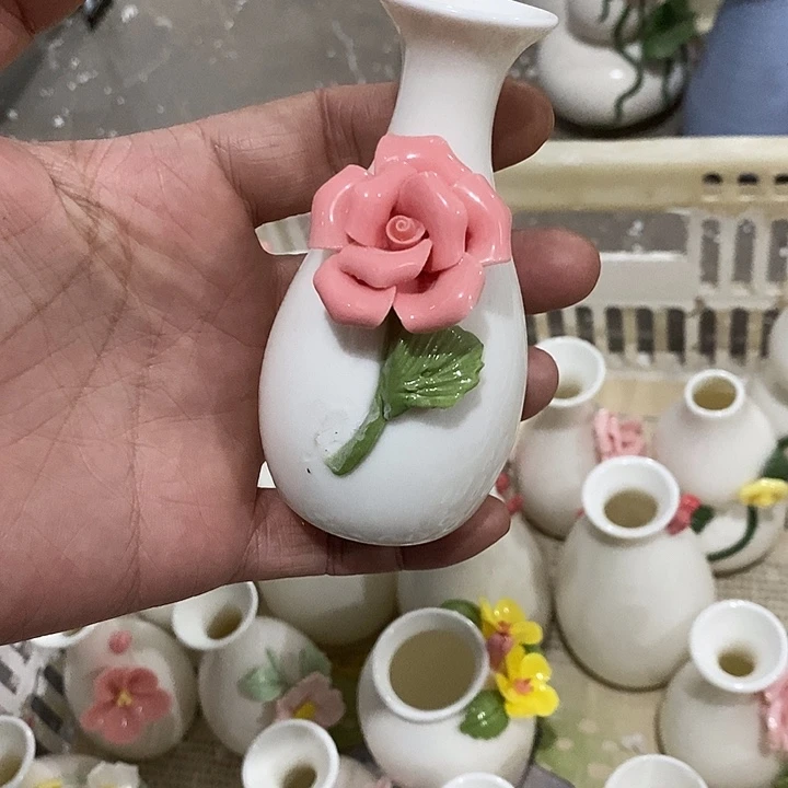 瓷片纯手工陶瓷花摆件瑕