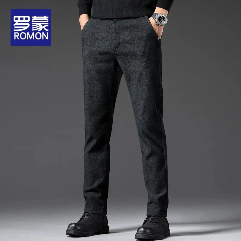 罗蒙男士秋冬休闲裤男款2025新款时尚男裤百搭直筒裤子