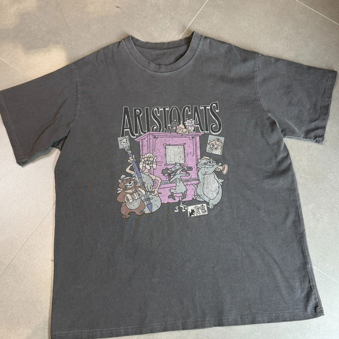 【大合奏】水洗时尚休闲短袖T恤百搭圆领复古字母印花打底上衣女