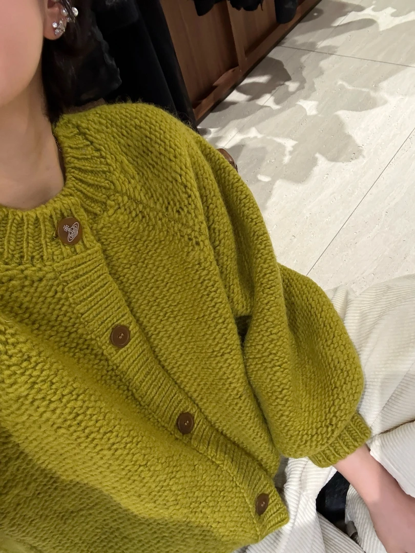 【西太后】100绵羊毛粗针廓形圆领针织开衫 J25MY810