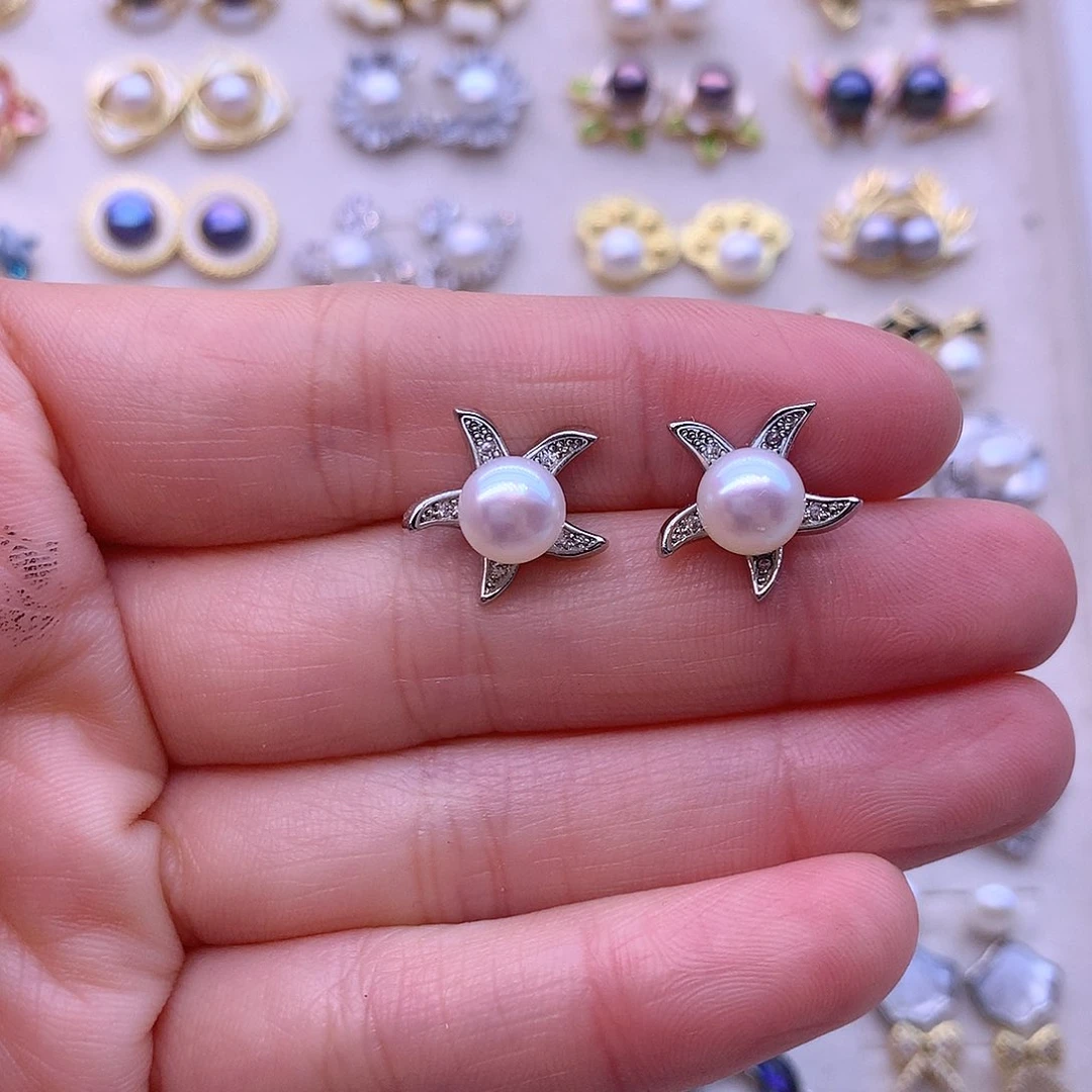 淡水珍珠耳饰合金