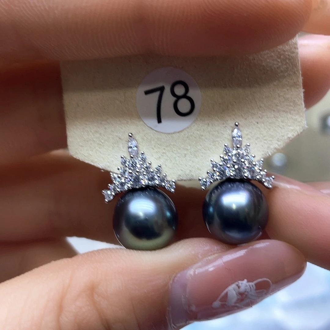 海水珍珠耳饰银S925镶嵌