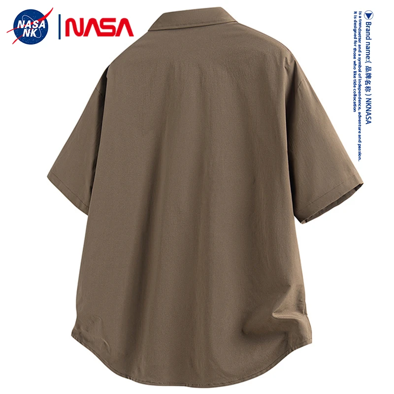 NASA联名夏季美式工装短袖衬衫男士设计感吸汗衬衣速干薄款外套潮