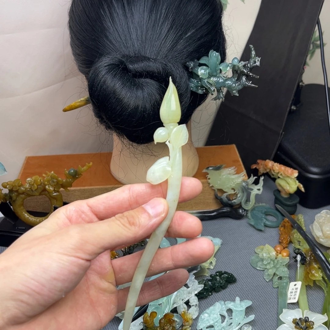 蛇纹石玉合金发饰