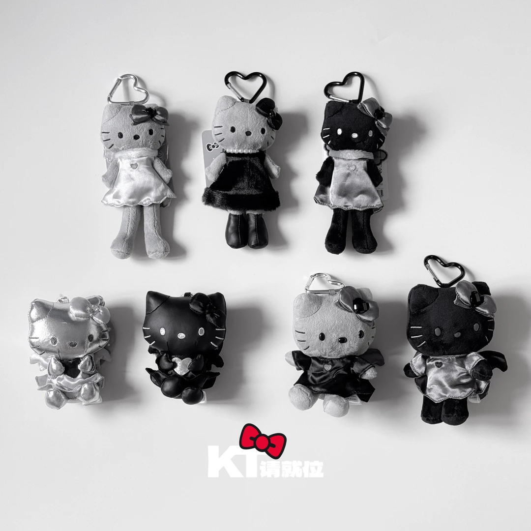 【炭黑天使kitty】黑灰黑色煤炭色长腿侧坐皮质nic 日版三丽鸥挂件