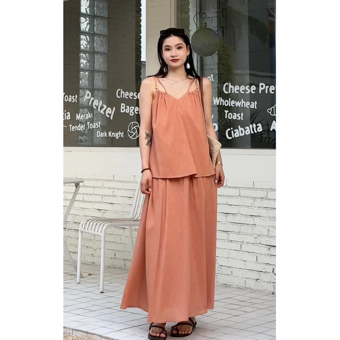 PRASE·噜【少女心事】微胖轻奢设计款夏时尚吊带套装PR504E42/3