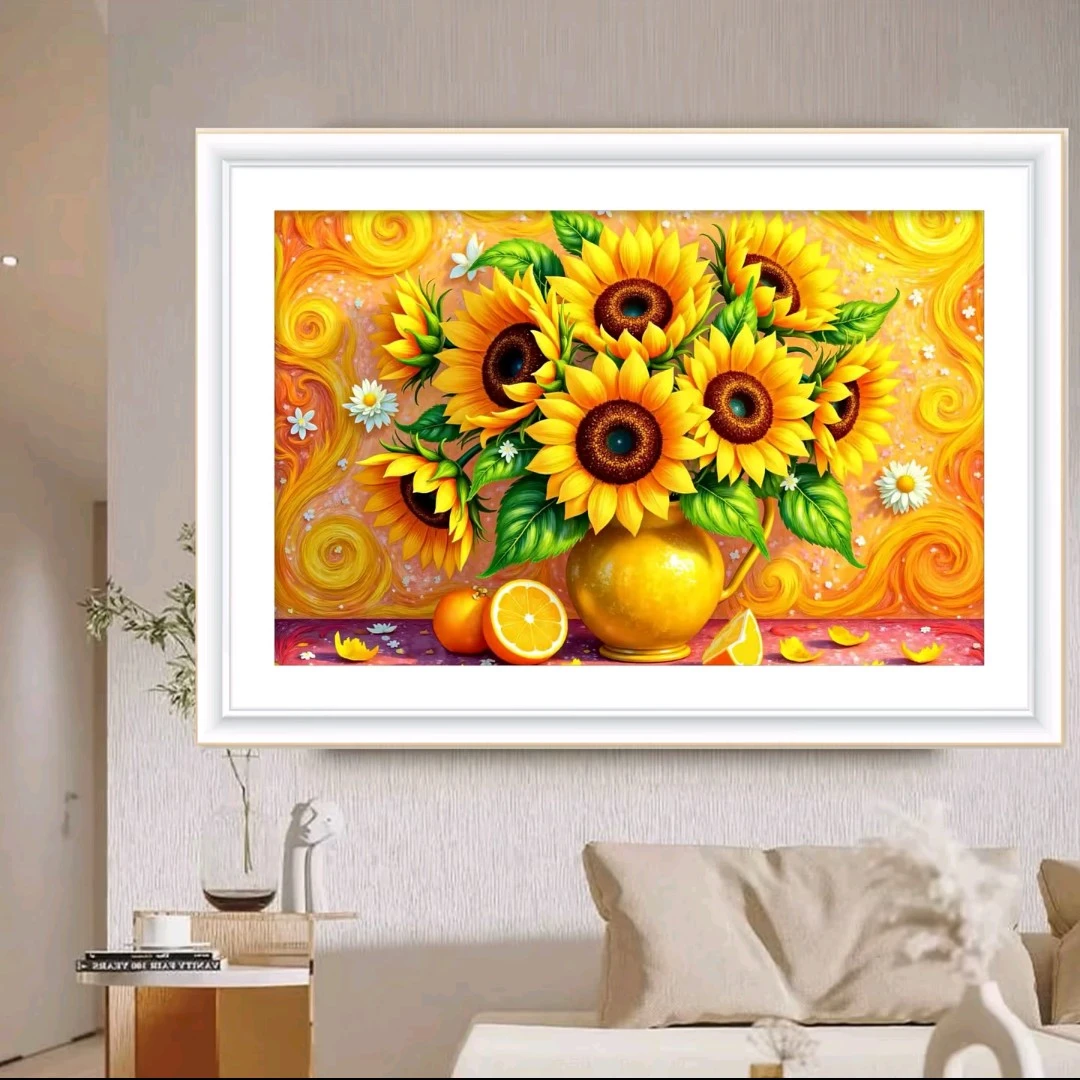 四股线绣】向阳而生 大格100x65 满绣32色无勾边十字绣套件