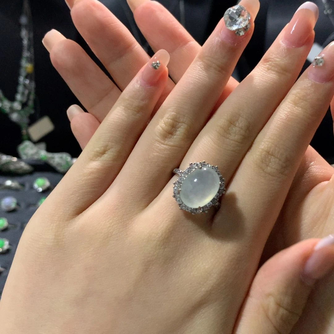翡翠戒指银S925镶嵌
