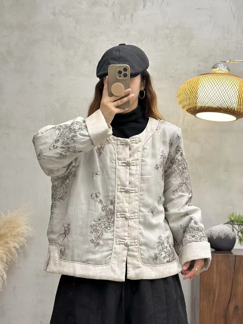 民族风显瘦棉衣短款文艺古典气质百搭中式复古外套棉服28098