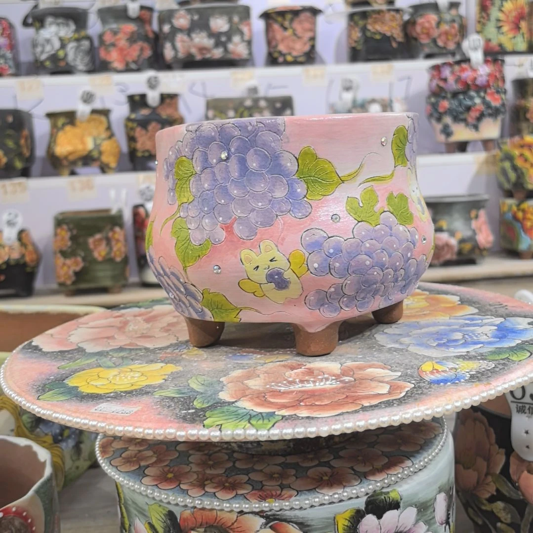 红泥花盆景德镇花盆