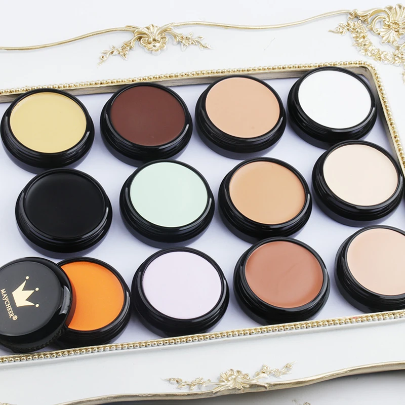 单色遮瑕膏多色遮盖斑点脸部痘印遮黑眼圈防水持久不脱妆黑白绿色