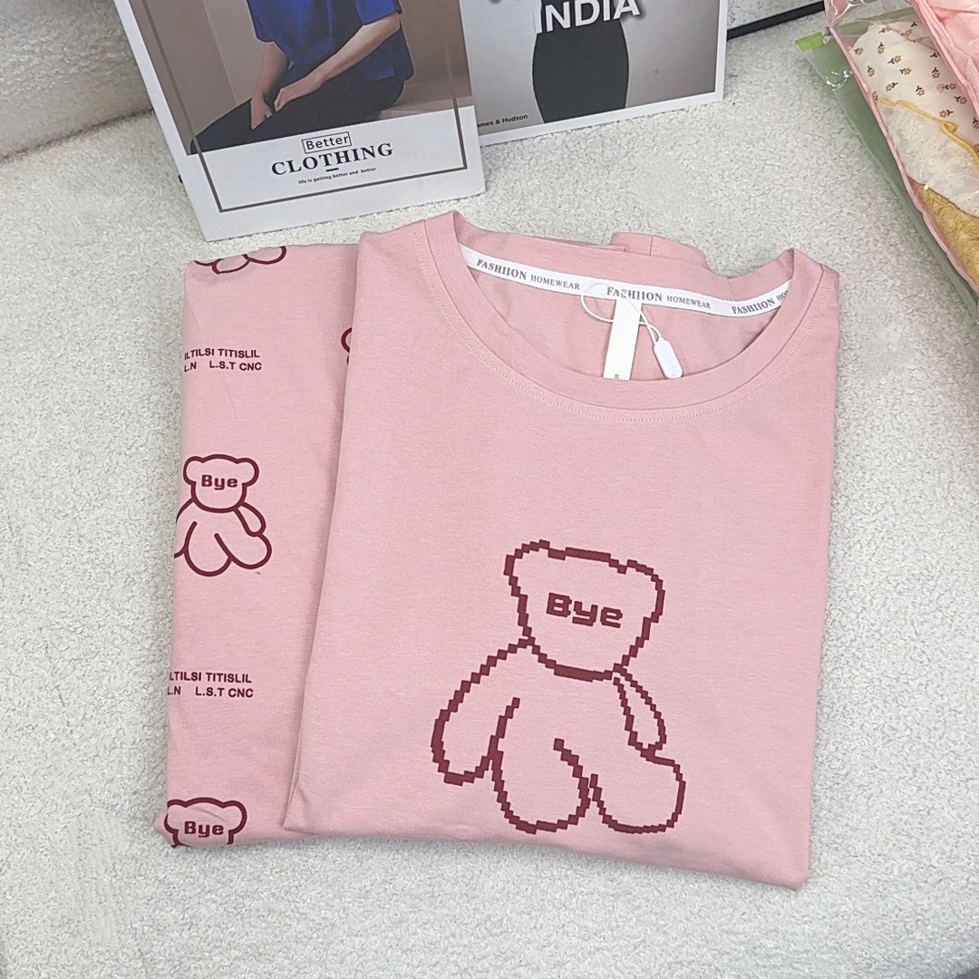 夏季女士爽棉短袖长裤家居服套装
