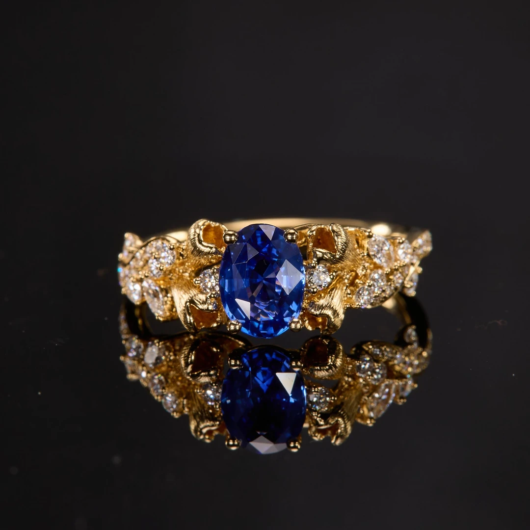 如苑珠宝18K金蓝宝石戒指/1.09ct/AIGS/皇家蓝/无烧