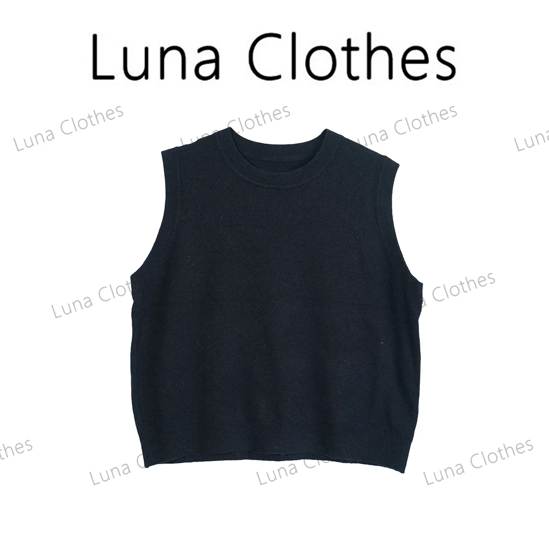 张妍LUNA高定美丽奴羊毛圆领百搭背心243107