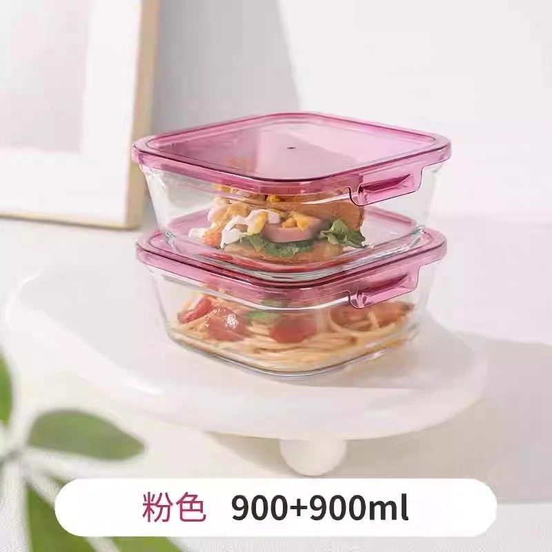 【希乐扣】耐高温玻璃碗水果沙拉碗大号两件套家用透明碗保鲜盒饭盒