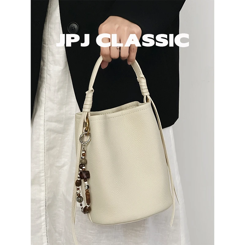 jpj新款头层牛皮水桶包百搭女单肩斜挎迷你小包包手机包1804