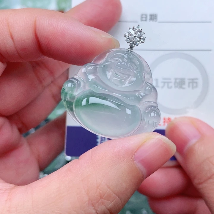 吊坠(不含链)18K金镶嵌翡翠