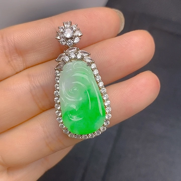 翡翠银S925镶嵌颈饰