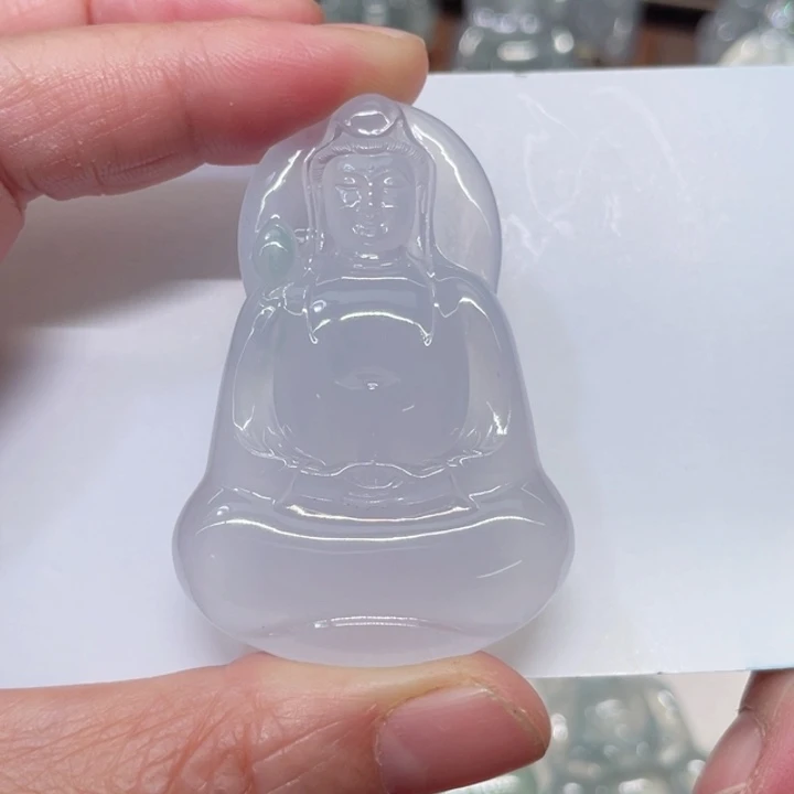 翡翠未镶嵌颈饰一刀切素衣观音