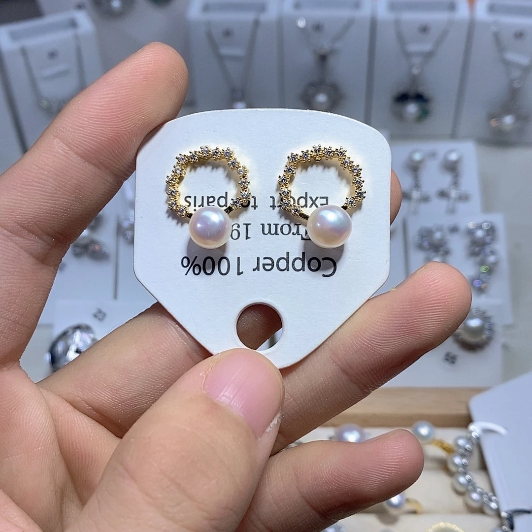 银S925镶嵌淡水珍珠耳坠