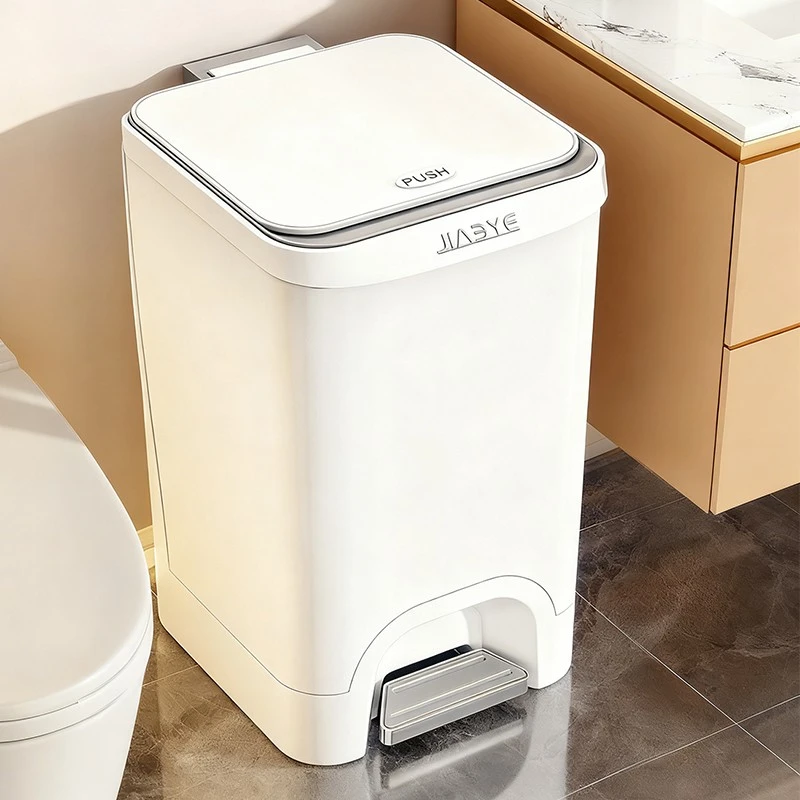 中古风轻奢家用垃圾桶客厅卫生间卧室方形带盖防臭可移动卫生桶