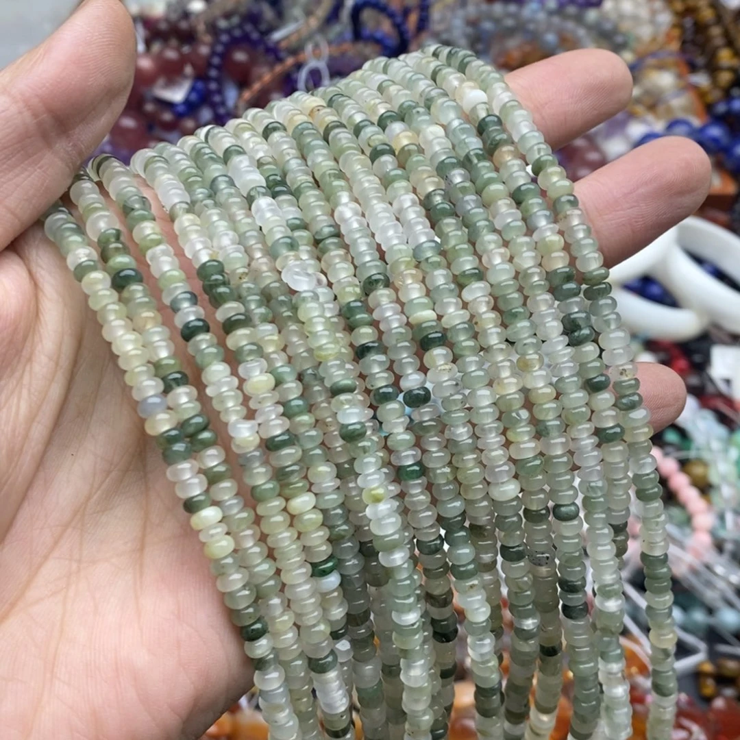 玛瑙/玉髓未镶嵌珠宝半成品一条天然微瑕4mm天山翠隔片