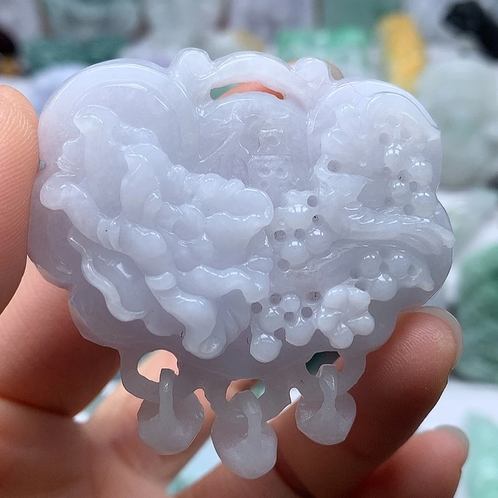 翡翠未镶嵌颈饰花开富贵如意锁福利