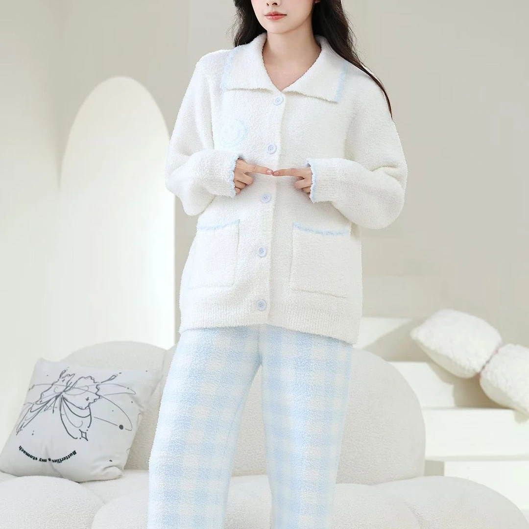 新品冬季孕妇睡衣半边绒产后家居服月子服加厚保暖舒适宽松大码