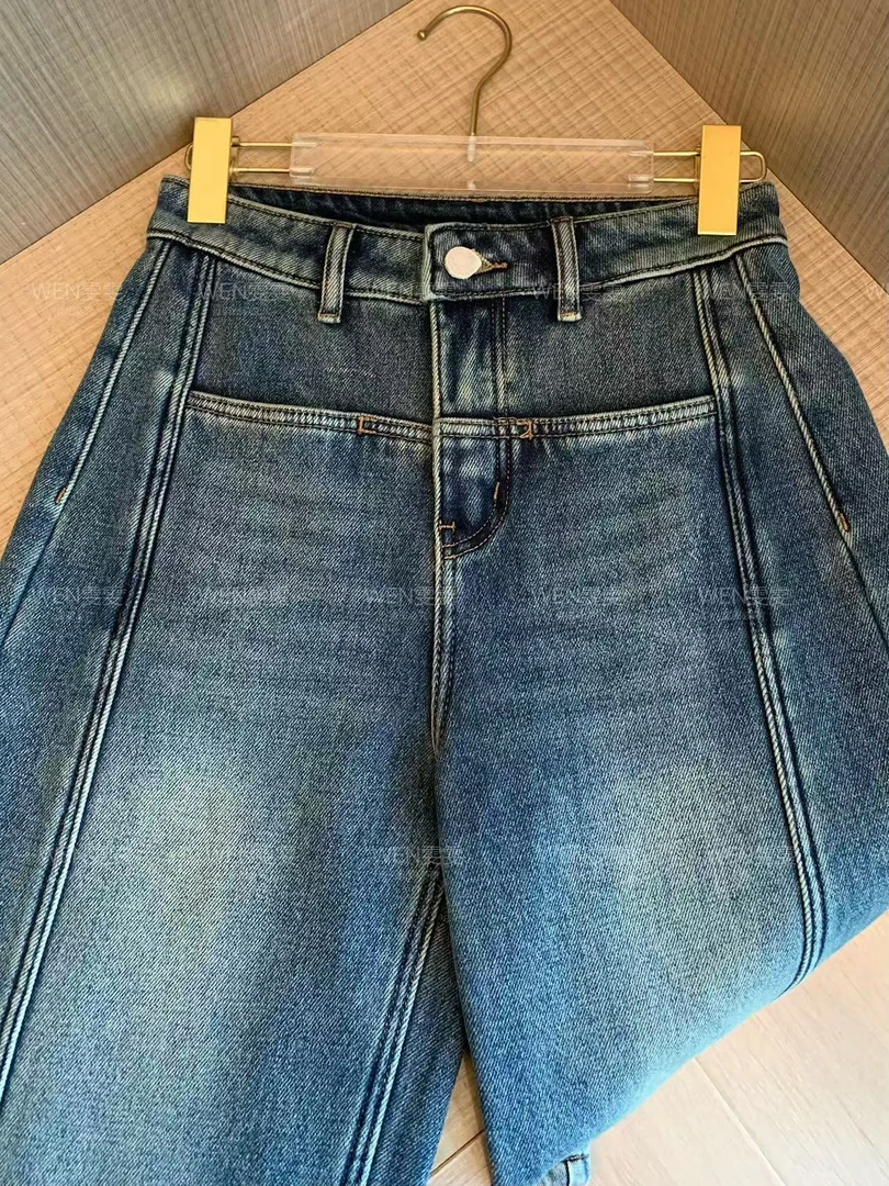 【WEN轻奢】2025新款韩版宽松潮流百搭高腰牛仔裤WWK0298