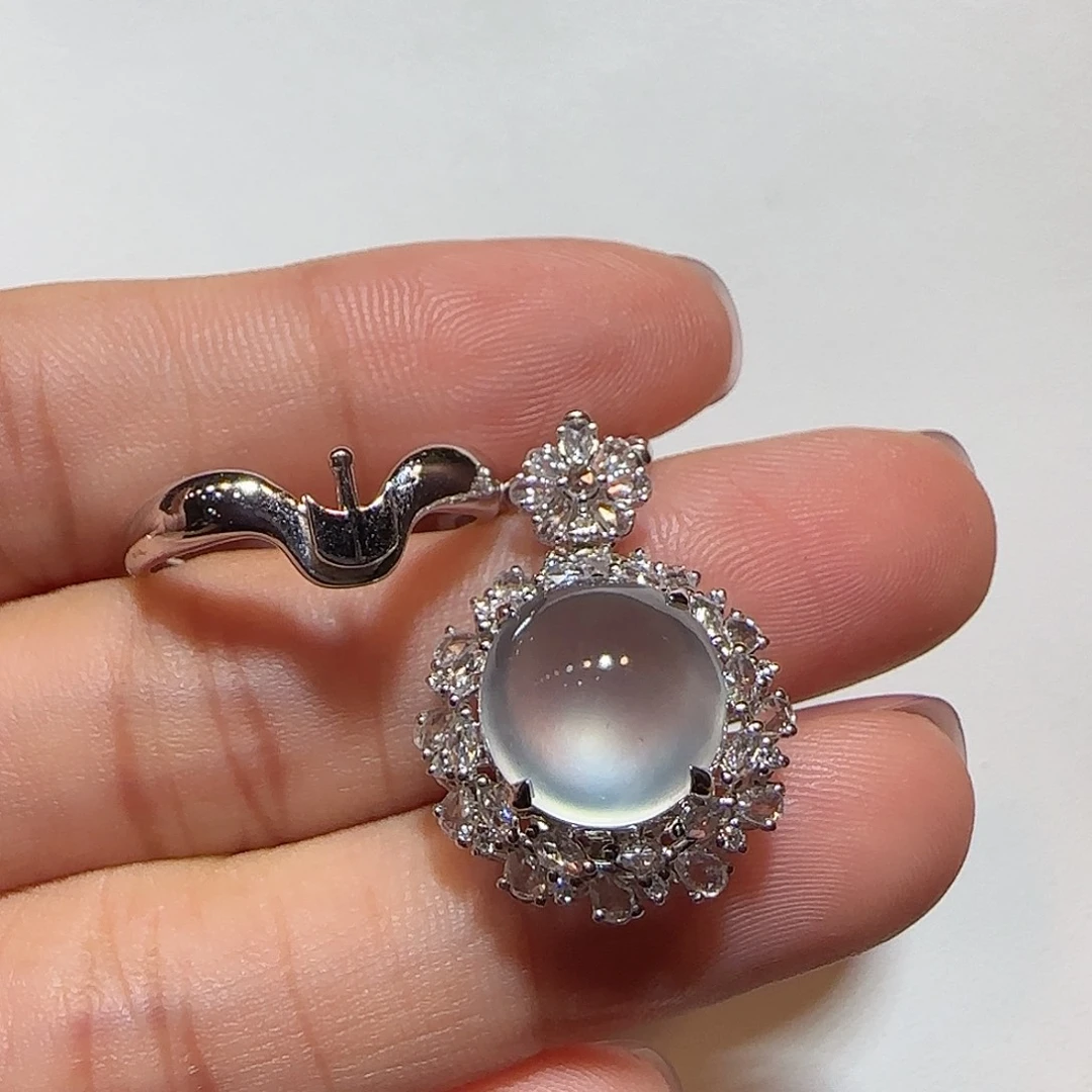 翡翠18K金镶嵌戒指戒指两用