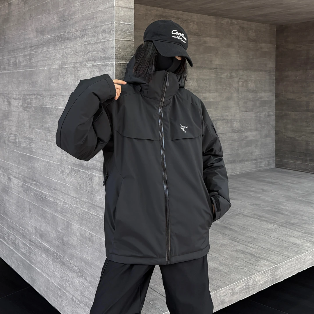 2025年防水保暖连帽滑雪大买菜男士户外宽松潮流加厚防风运动