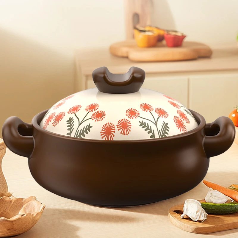 柚米一粒火锅煲蒲公英砂锅中式燃气煲汤家用耐高温明火电陶炉汤煲