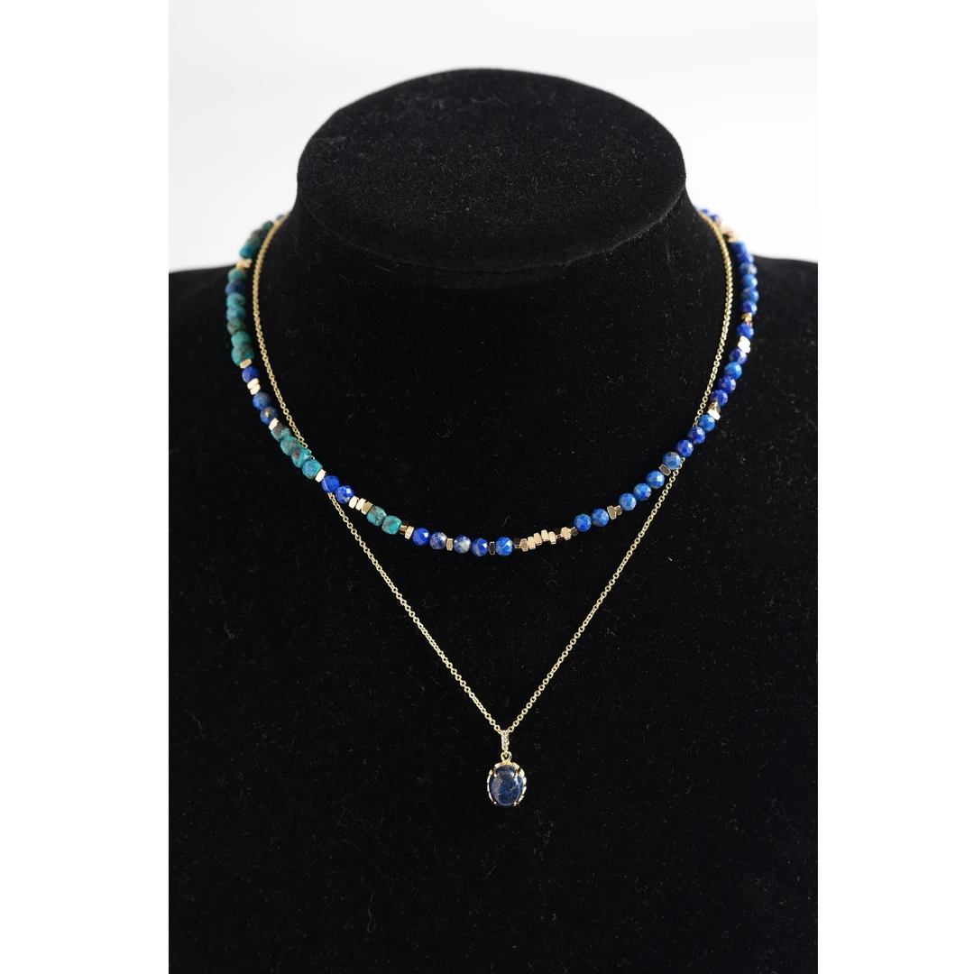 黄铜项链 西子/【海蓝之心】七彩串珠两条可拆分叠戴项链/SSQY011