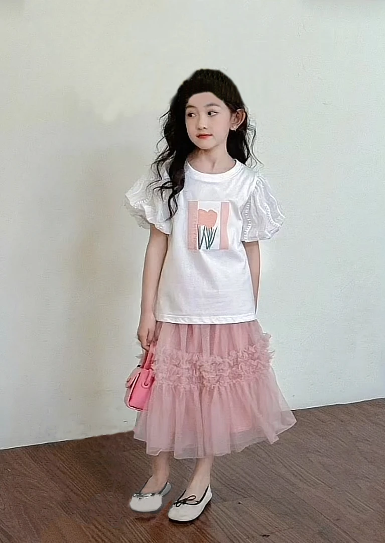 【动感】女童半身纱纱裙甜美韩版带细闪