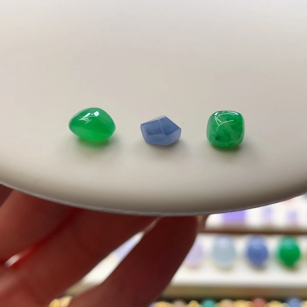 定制翡翠未镶嵌 毛货抛光定制 浓色随形一组 买断价