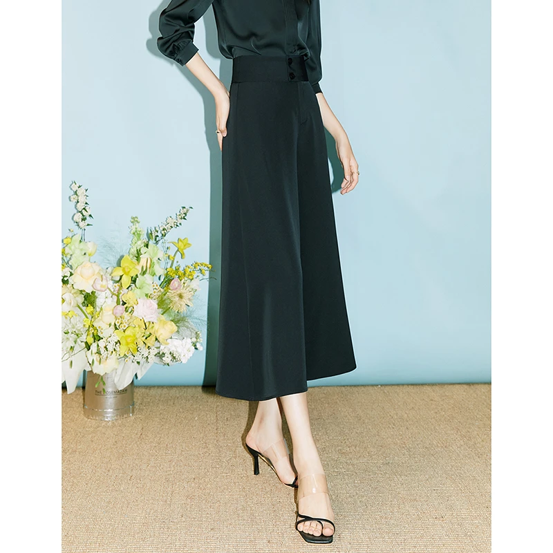 晚白时尚气质百搭休闲高级直筒裤子高腰裙裤女24022677