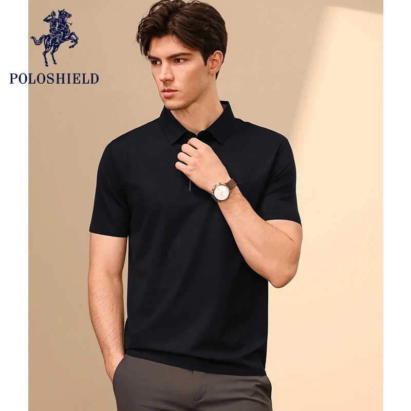 POLOSHIELD保罗希尔德夏季华夫格弹力polo衫男2025新款休闲翻领T