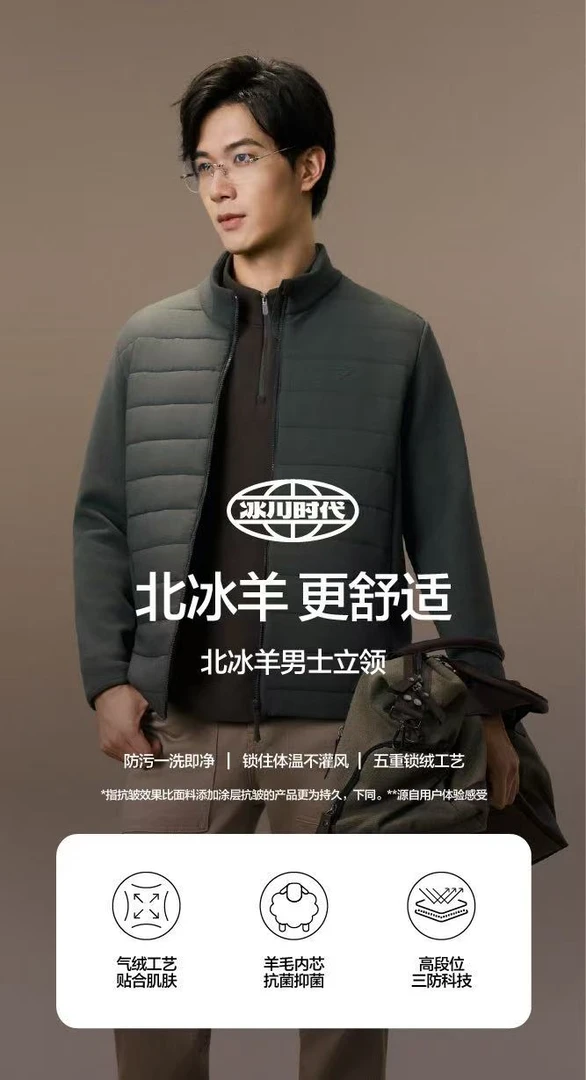 【双12年终大促】男士轻薄羊毛三防棉服冬季保暖内搭外穿防寒锁温