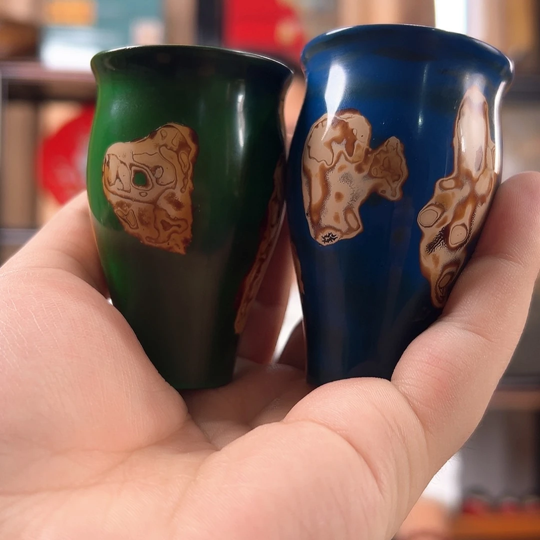 绿蓝太古大漆闻香杯