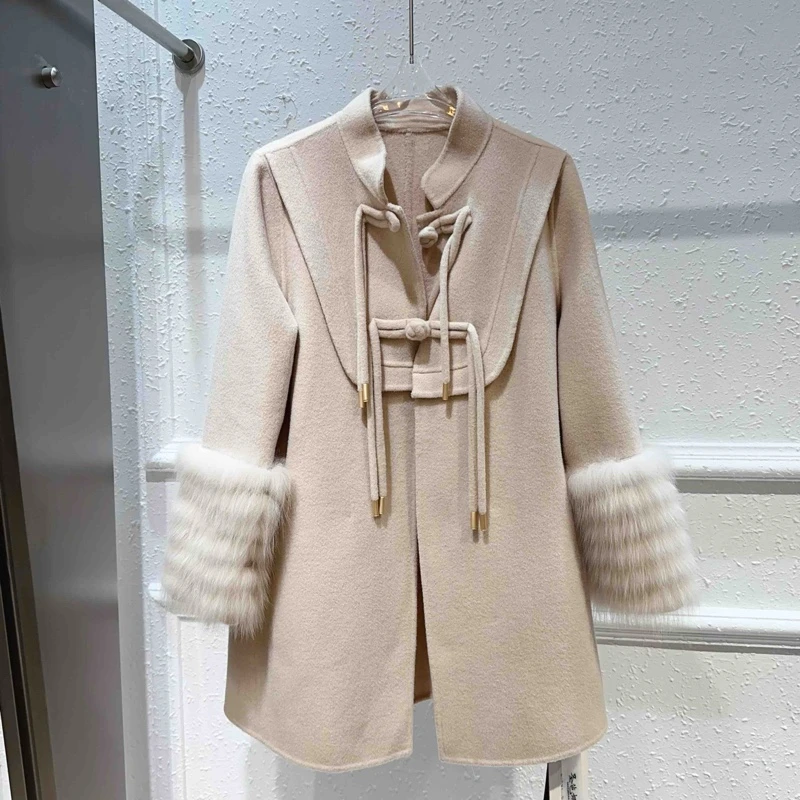 2025年新款4精品高货冬季羊绒大衣保暖时尚百搭真毛搭配羊绒大衣