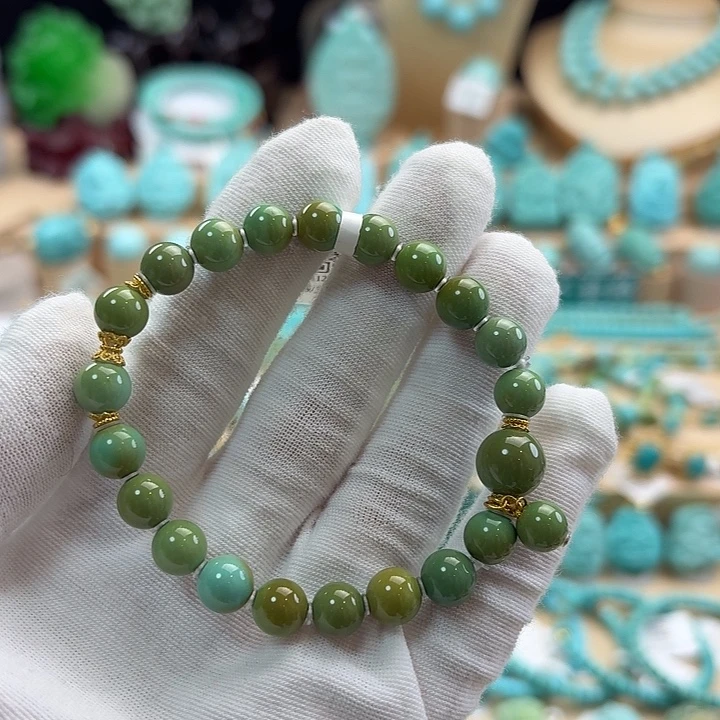 绿松石18K金镶嵌珠宝奇石