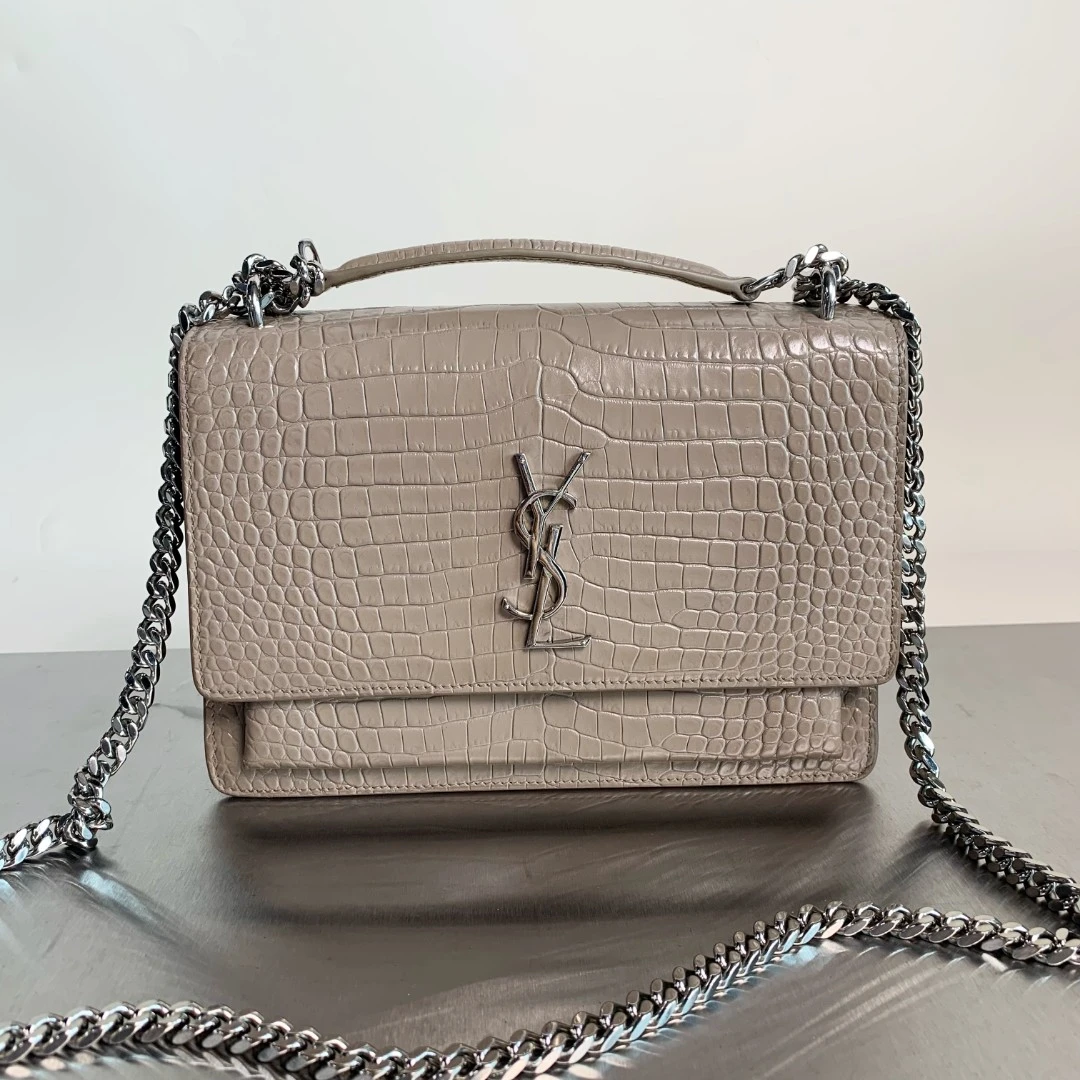 95新 YSL/圣罗兰 【99新】ysl sunset 鳄鱼压纹中号