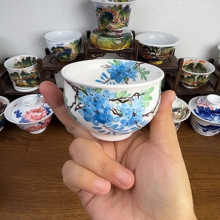 忠意堂釉下彩蓝紫藤花微瑕不退