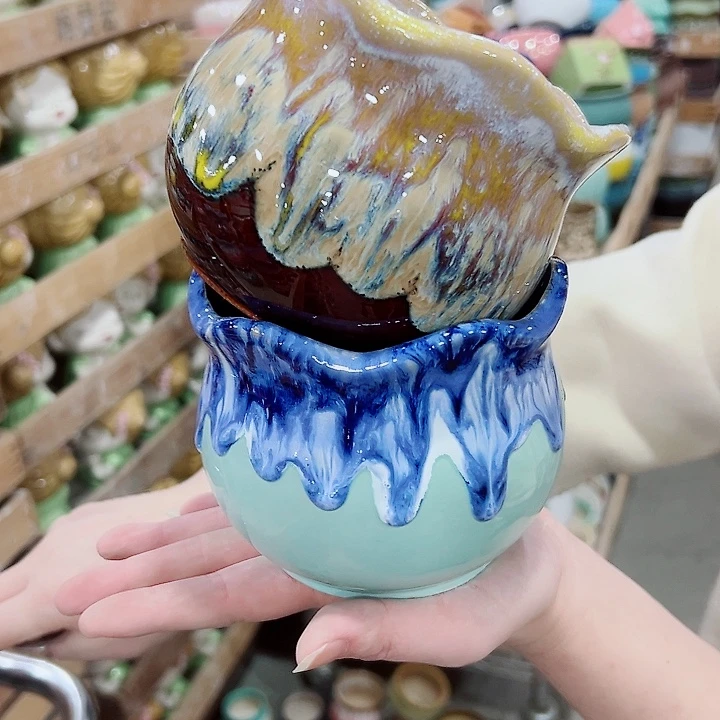 有孔.凑满10元发货多肉陶瓷花盆！