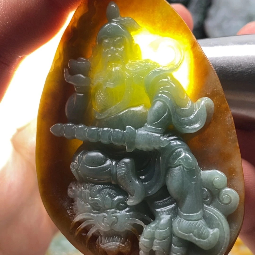 定制翡翠未镶嵌天然翡翠A货赵公明
